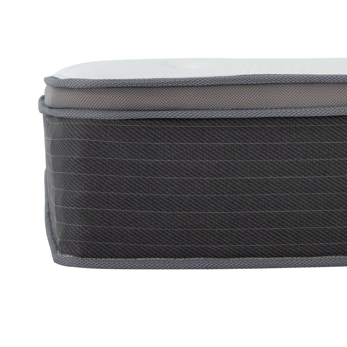 Materasso ibrido a molle insacchettate King Size da 12 pollici, letto in una scatola, materasso in memory foam con gel Euro Top, bianco/grigio