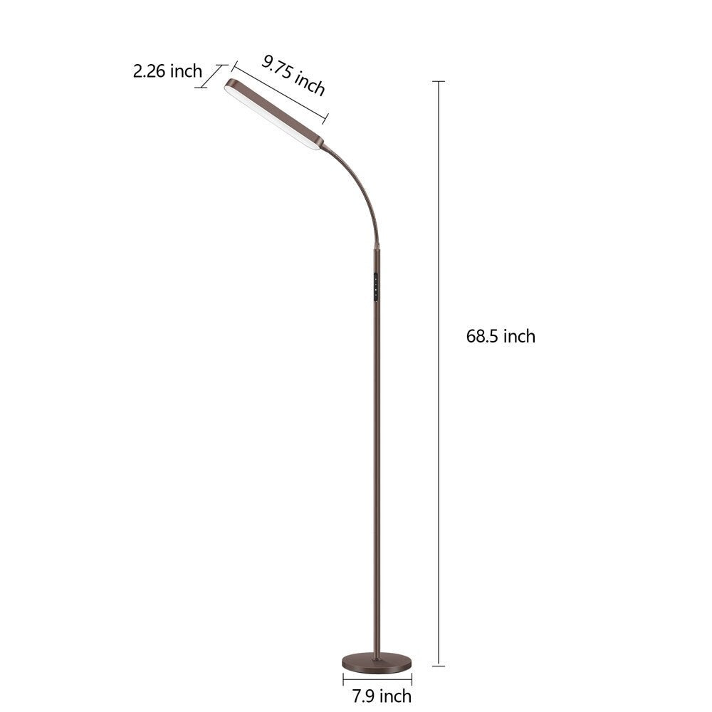 Lampada da terra a LED dimmerabile da 12 W per lettura/lavoro con telecomando e controllo touch - N/D