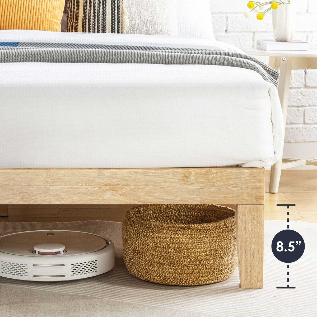 12 Letto a piattaforma classico in legno massello