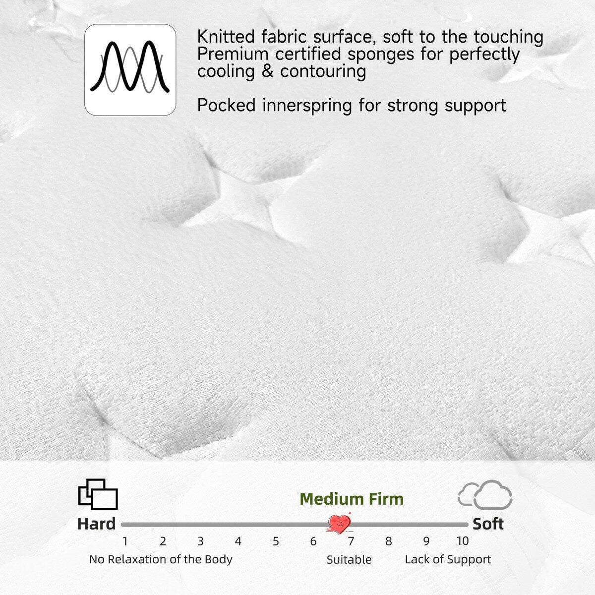 Materasso da 14 pollici in memory foam infuso di gel con molle insacchettate ibride