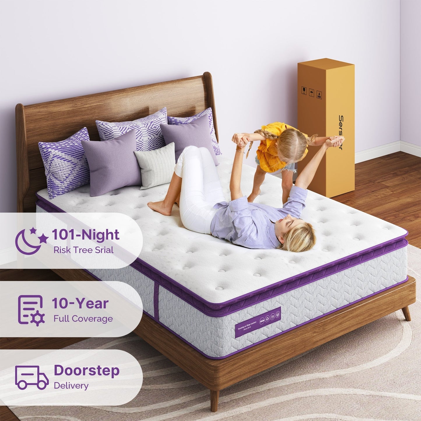 Materasso Pillow Top 14 Medium Firm - Schiuma di carbone di bambù, supporto a 5 zone, certificato CertiPUR-US?