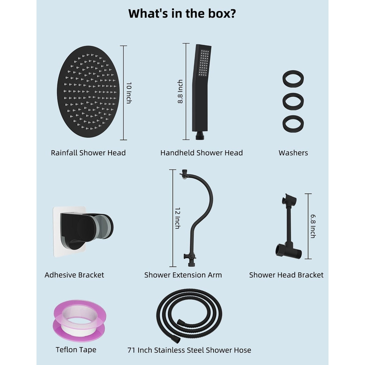 Soffione doccia a pioggia ad alta pressione interamente in metallo da 10 pollici con combinazione portatile