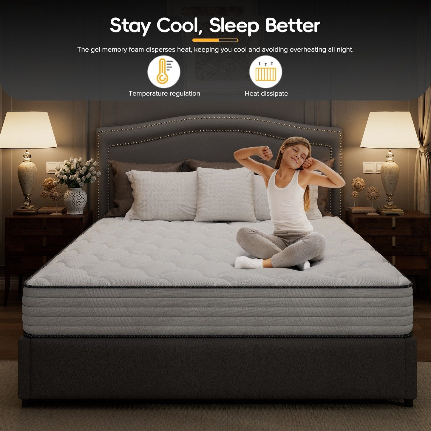 Materasso in memory foam Cool Gel SweDrea da 10 pollici di medie dimensioni con CertiPUR-US, SGS e OEKO-TEX