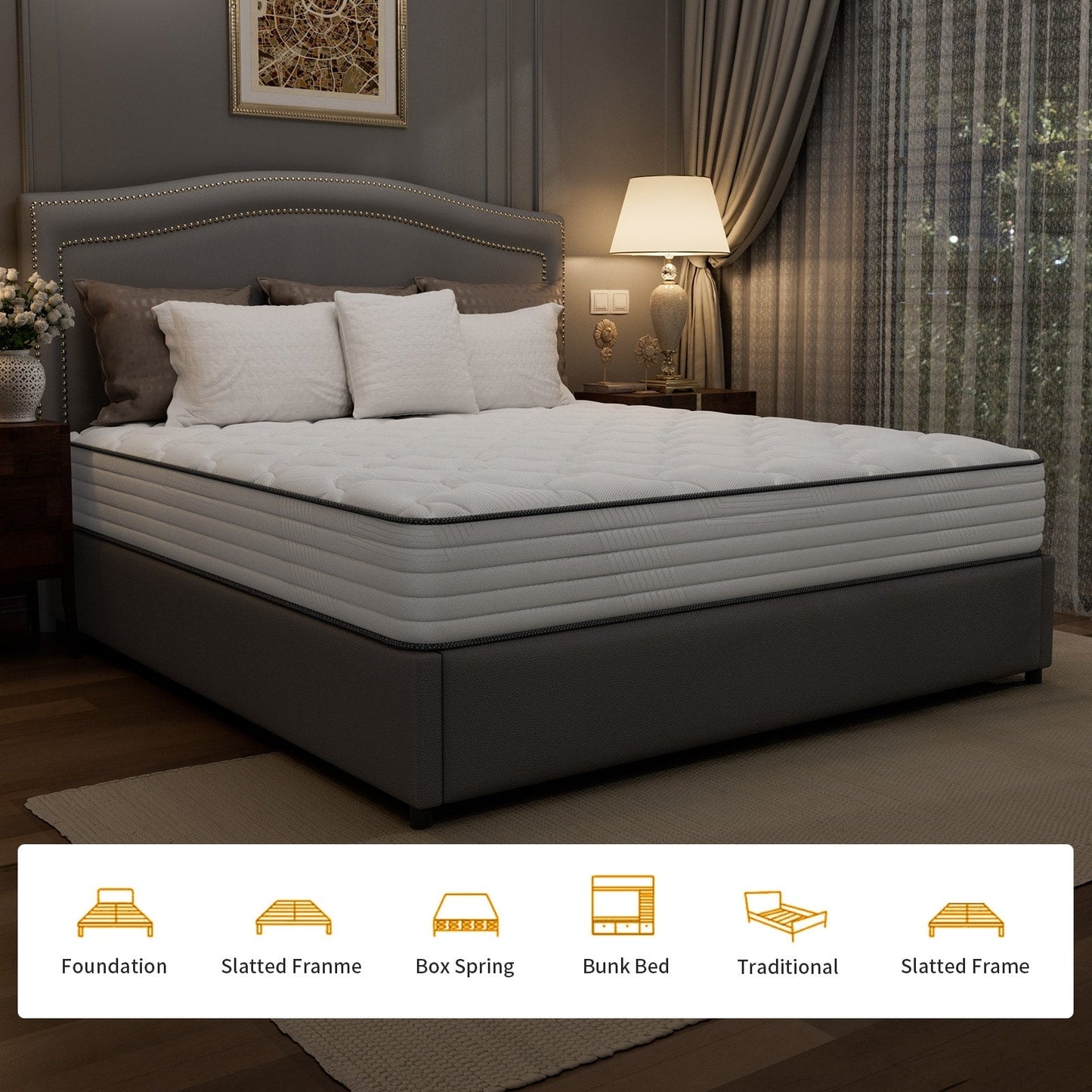 Materasso in memory foam Cool Gel SweDrea da 10 pollici di medie dimensioni con CertiPUR-US, SGS e OEKO-TEX