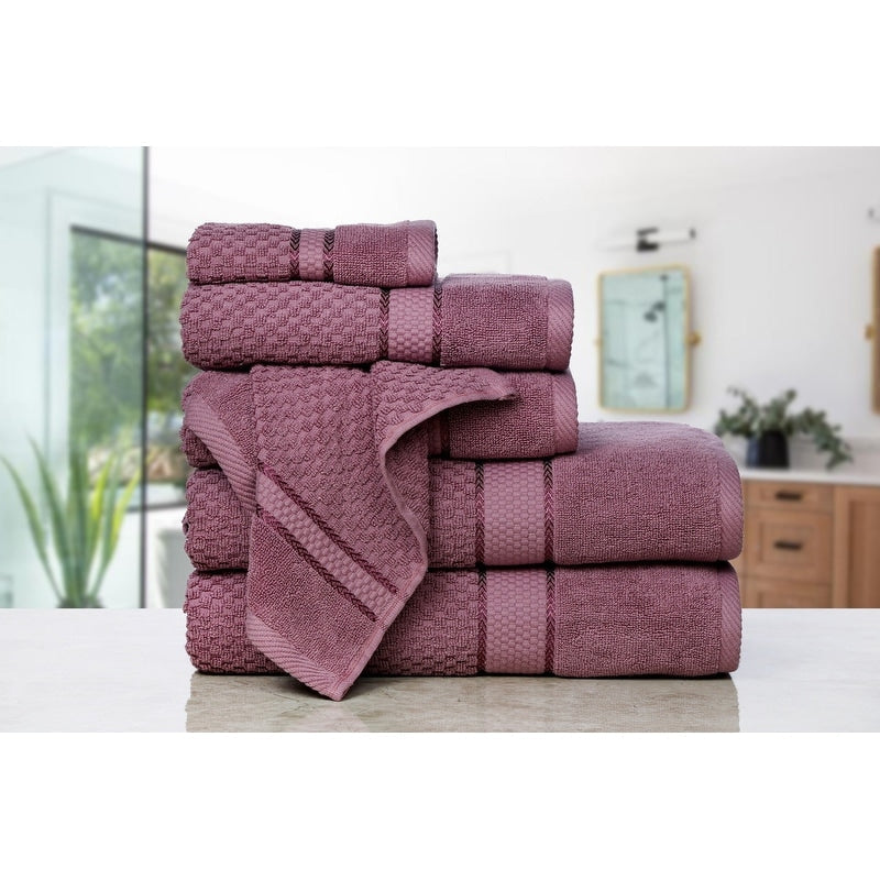 Set di 6 asciugamani in cotone effetto popcorn di Ample Decor - 2 bagni, 2 mani, 2 lavaggi
