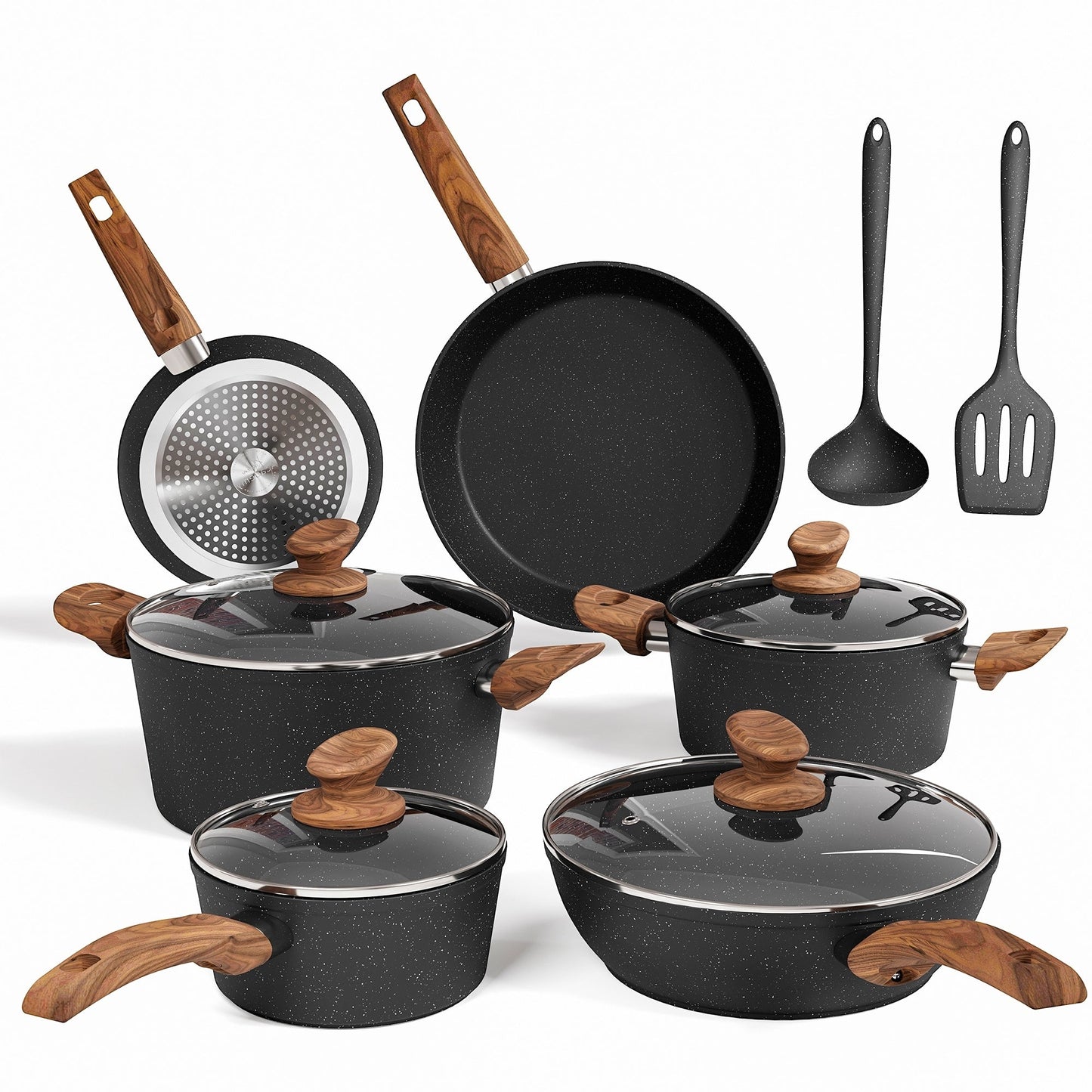 Set di pentole da cucina antiaderenti, set di pentole e padelle da 12 pezzi, set di cottura in granito