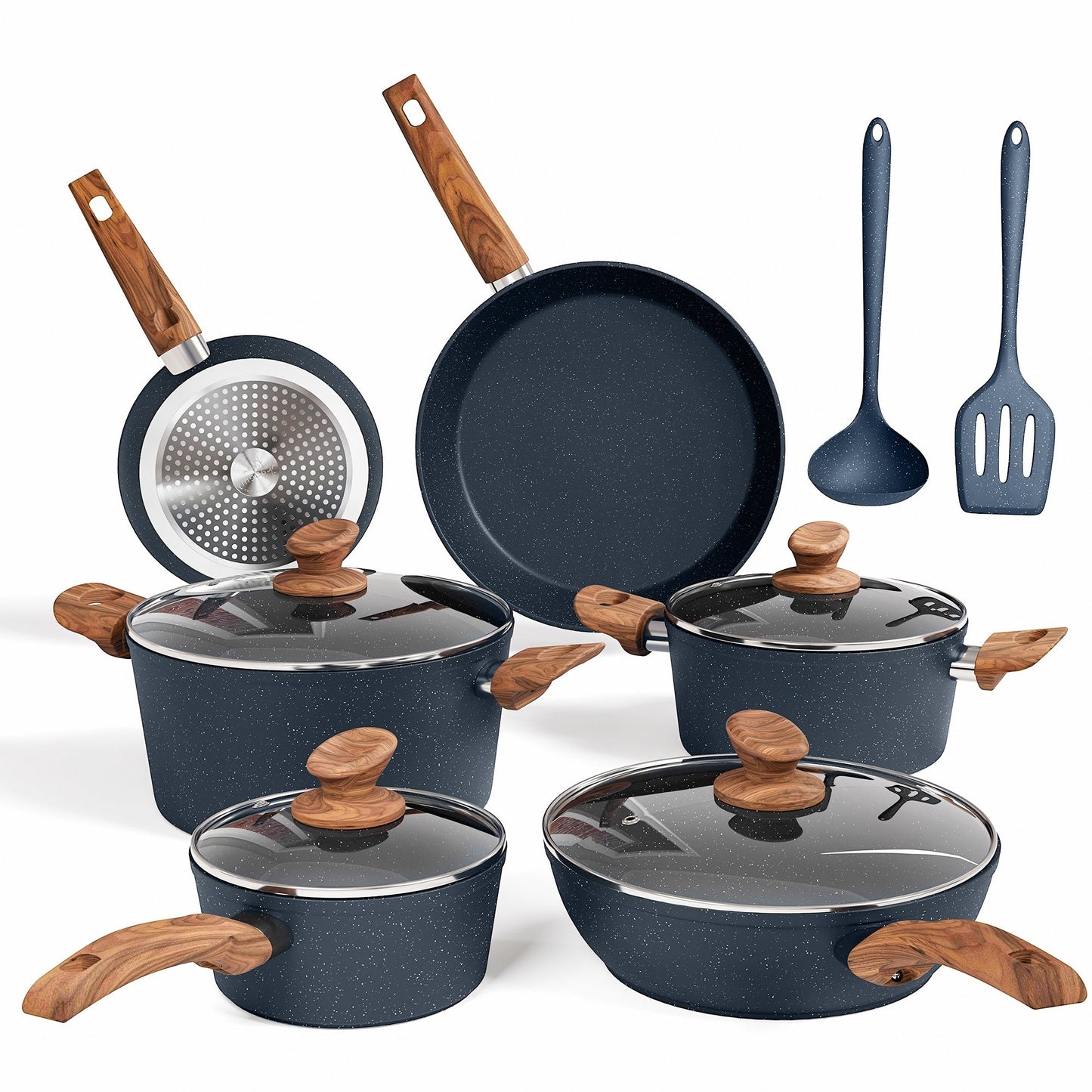 Set di pentole da cucina antiaderenti, set di pentole e padelle da 12 pezzi, set di cottura in granito