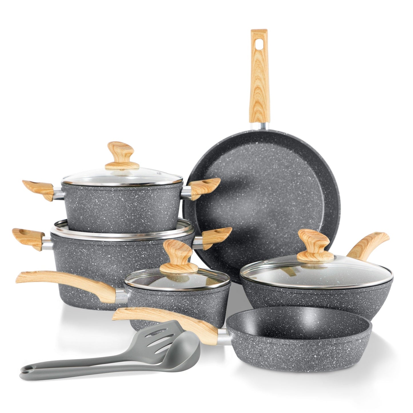 Set di pentole da cucina antiaderenti, set di pentole e padelle da 12 pezzi, set di cottura in granito
