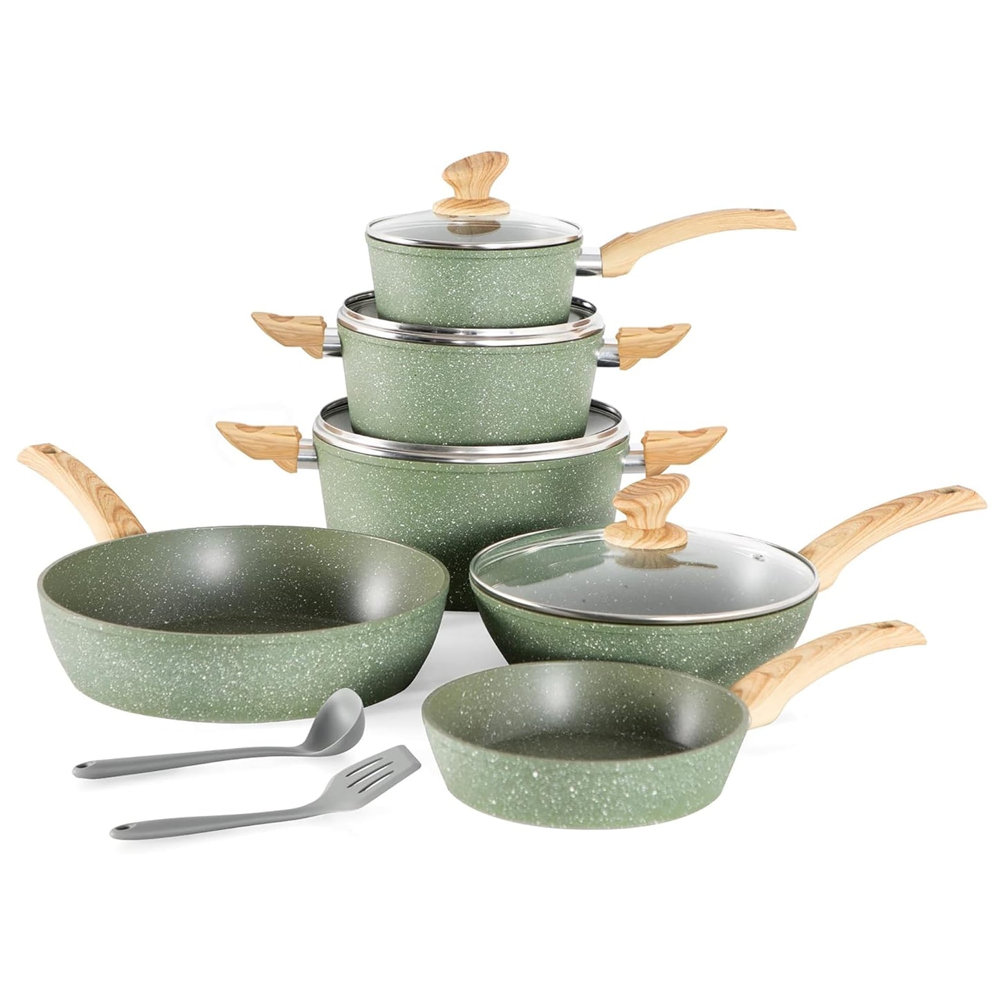 Set di pentole da cucina antiaderenti, set di pentole e padelle da 12 pezzi, set di cottura in granito