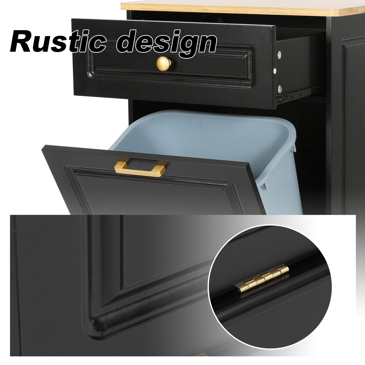 Cestino per rifiuti da cucina ribaltabile, cestino per rifiuti da banco in legno con cassetto