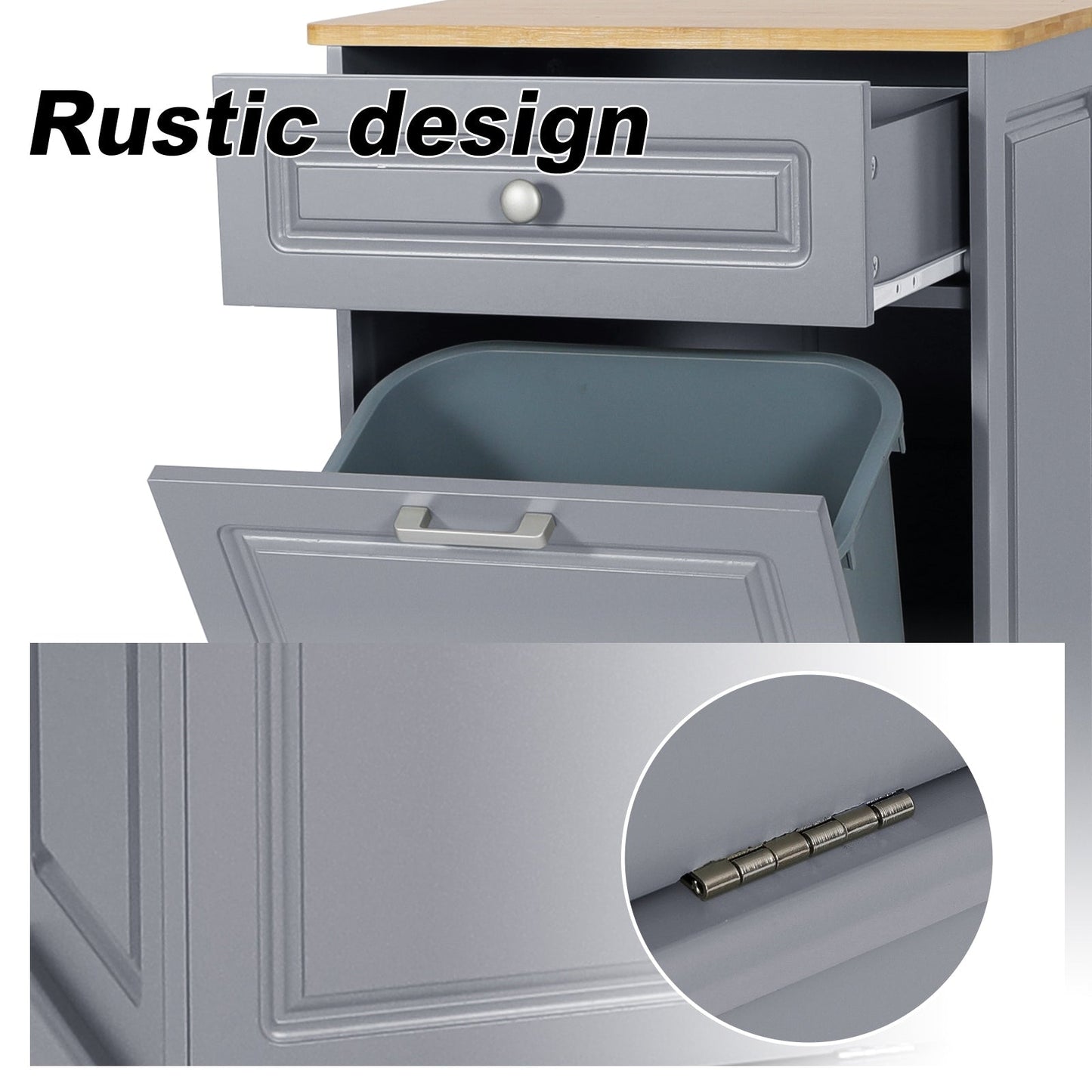 Cestino per rifiuti da cucina ribaltabile, cestino per rifiuti da banco in legno con cassetto