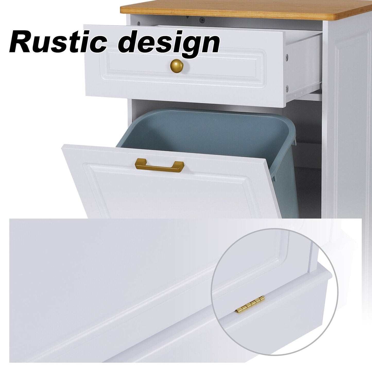 Cestino per rifiuti da cucina ribaltabile, cestino per rifiuti da banco in legno con cassetto