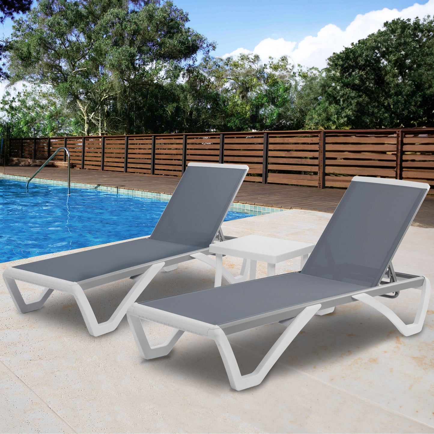 Kozyard Alan, chaise longue reclinabile regolabile per patio, gambe in resina di polipropilene e alluminio completamente piatte