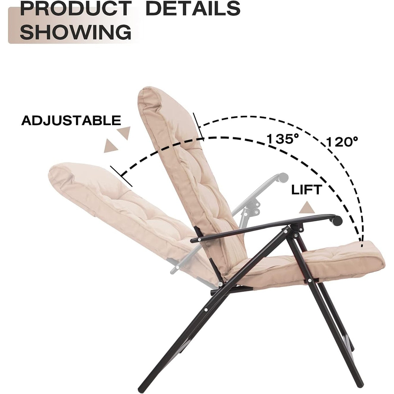 SUNCROWN Set da bistrot con 3 sedie pieghevoli imbottite per patio esterno