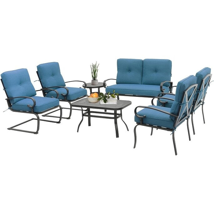 Set da conversazione per patio con mobili da esterno in metallo SUNCROWN da 7 pezzi