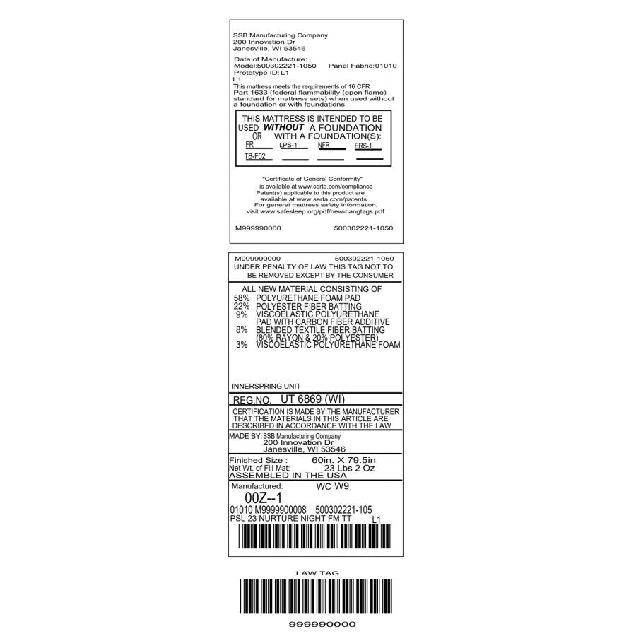 Materasso Serta Perfect Sleeper Nurture Night 12 Firm