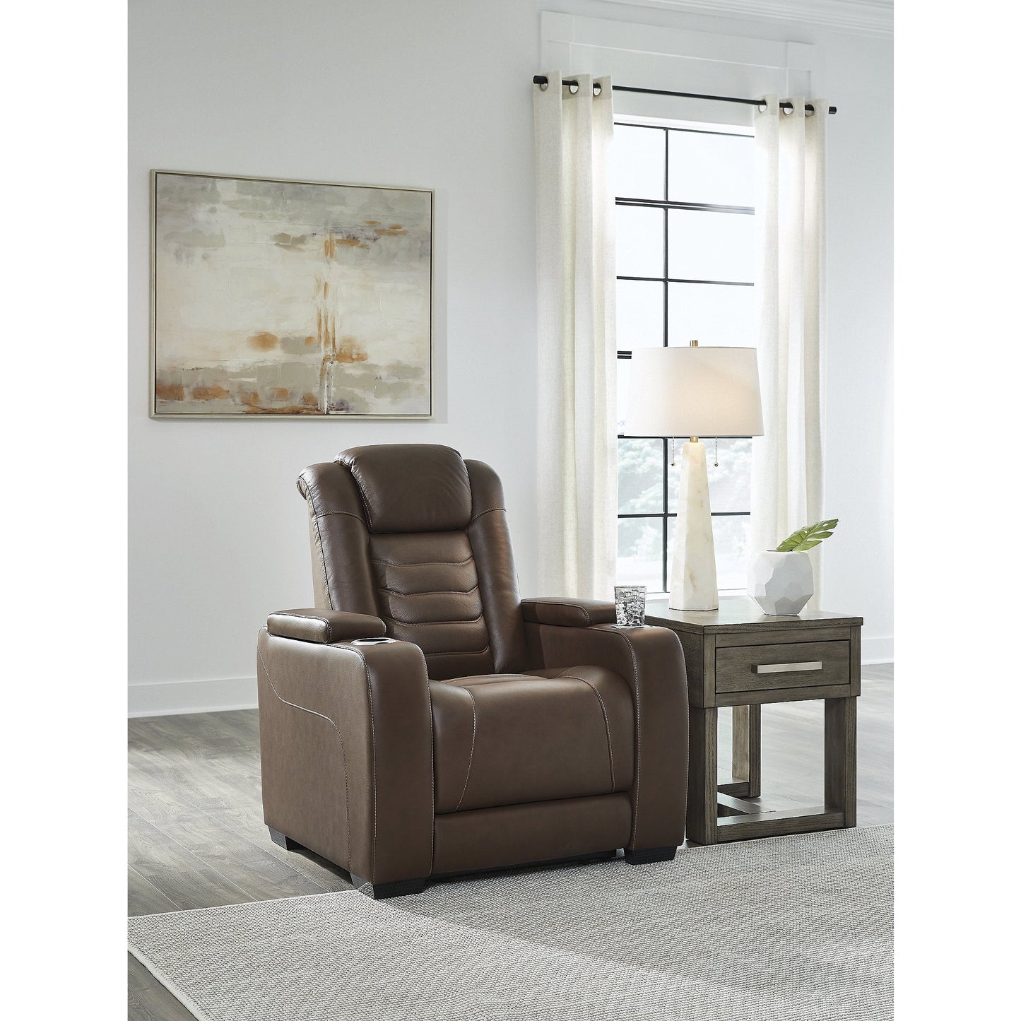 Poltrona reclinabile elettrica marrone ad alto impatto Signature Design by Ashley