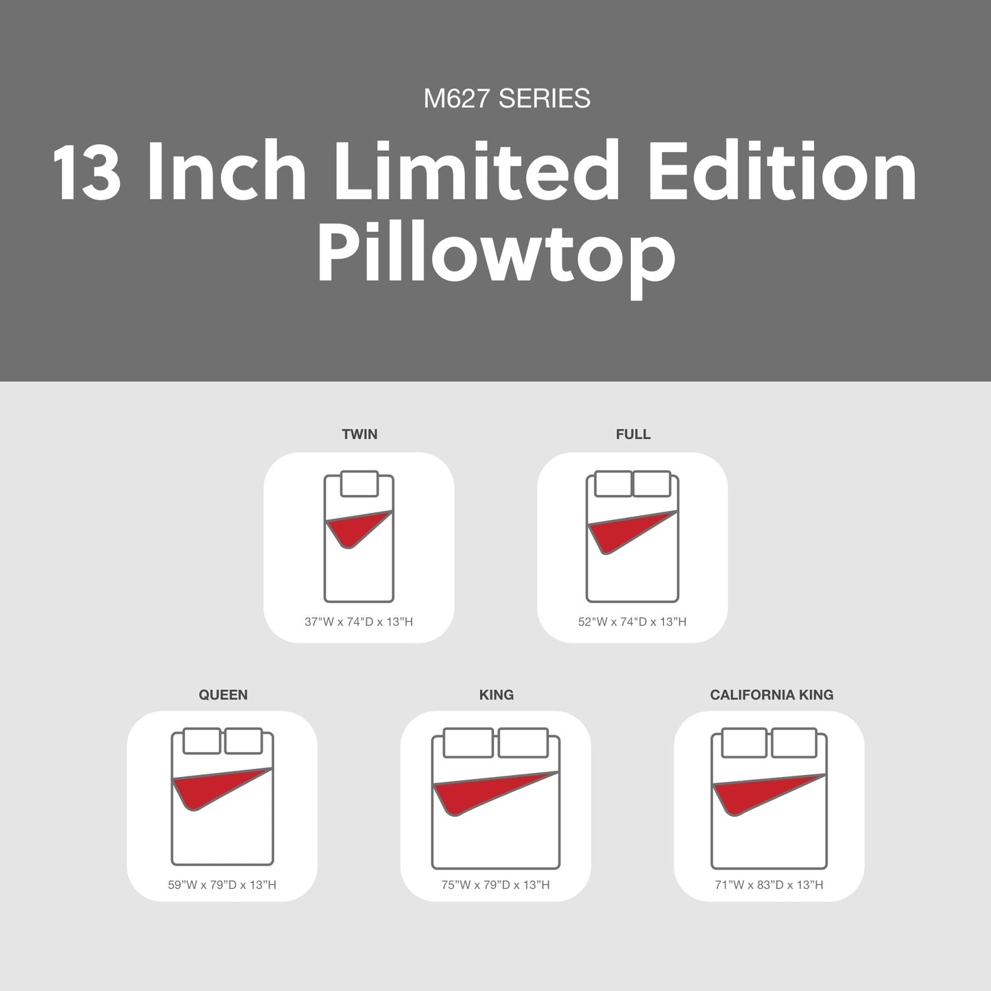 Materasso ibrido Pillow Top Signature Design by Ashley Limited Edition da 13 pollici - N/D