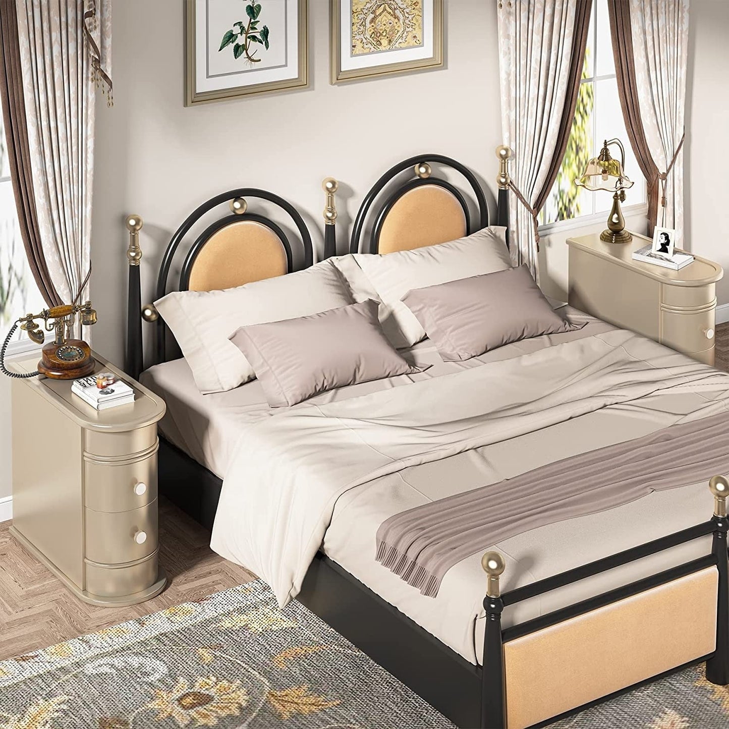 Tavolino laterale in legno massello, tavolino stretto a due cassetti sottile