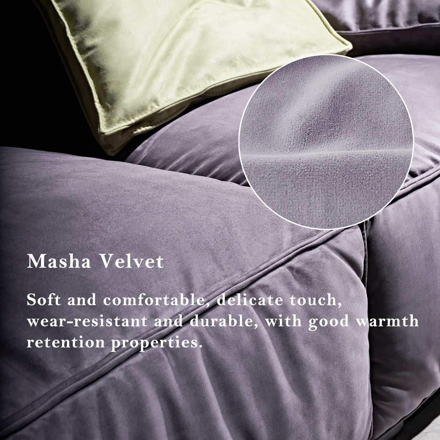 Divano quadrato 110'' Masha Velvet a quattro posti per divano letto da soggiorno