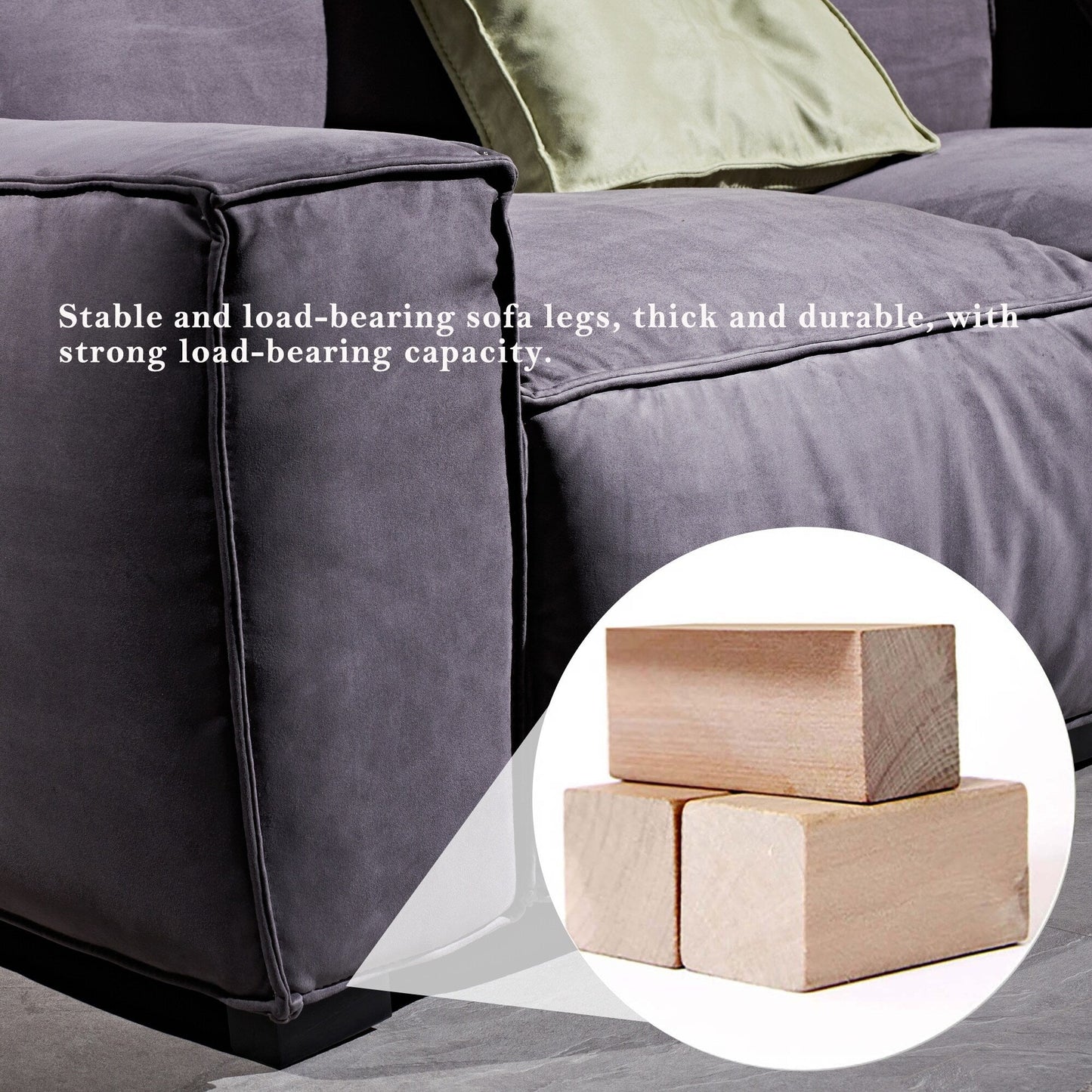 Divano quadrato 110'' Masha Velvet a quattro posti per divano letto da soggiorno