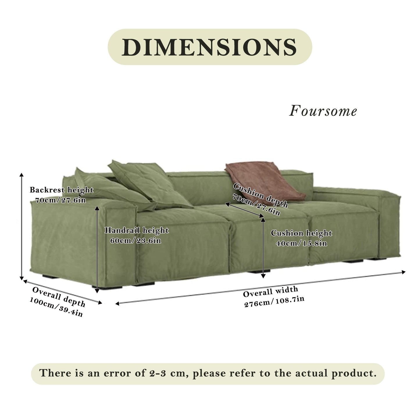 Divano quadrato 110'' Masha Velvet a quattro posti per divano letto da soggiorno