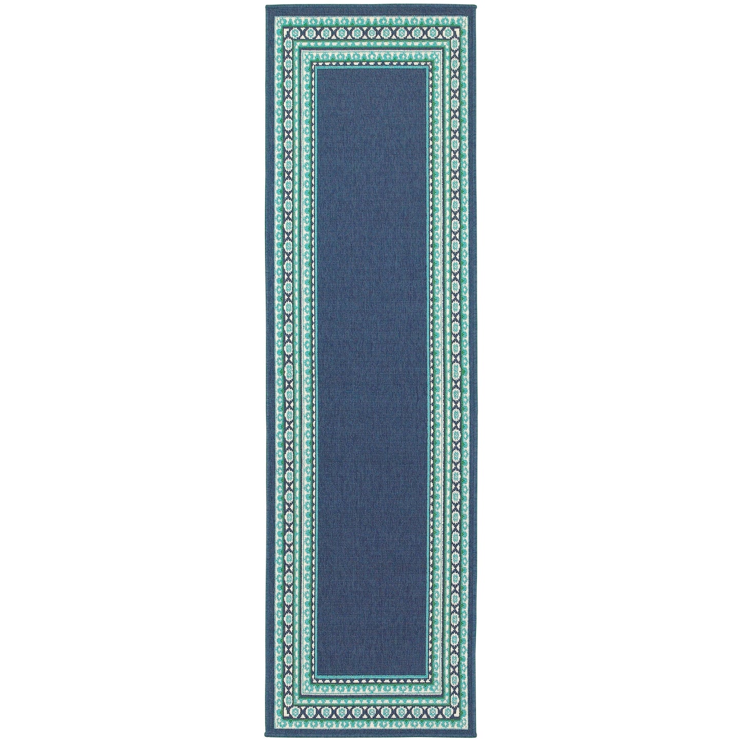 Tappeto per interni/esterni con bordo verde blu navy di Style Haven Martinque~