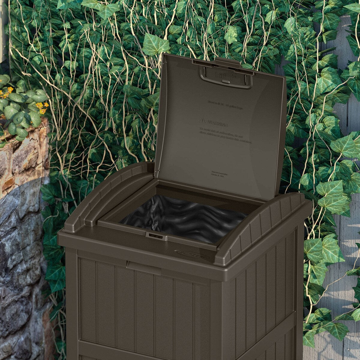 Suncast 30 Gallon Hideaway Trash, bidoni per rifiuti per esterni e cyberspazio
