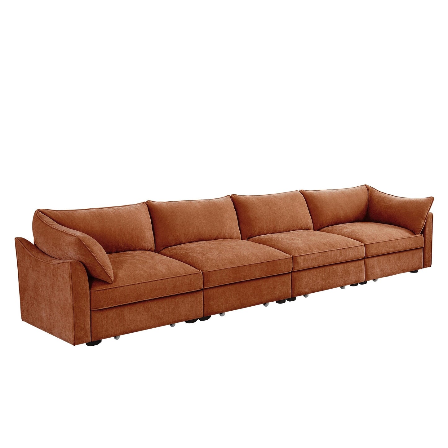 Divano a 4 posti super grande, largo e profondo, con cassetto estraibile sotto ogni seduta