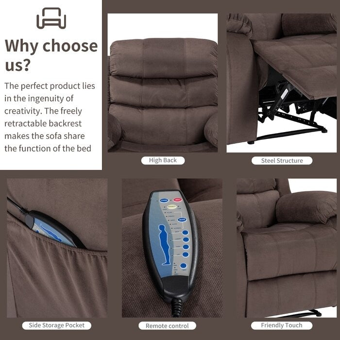 Poltrona reclinabile manuale super morbida, riscaldata e massaggiante