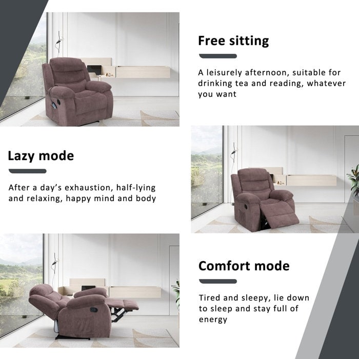 Poltrona reclinabile manuale super morbida, riscaldata e massaggiante