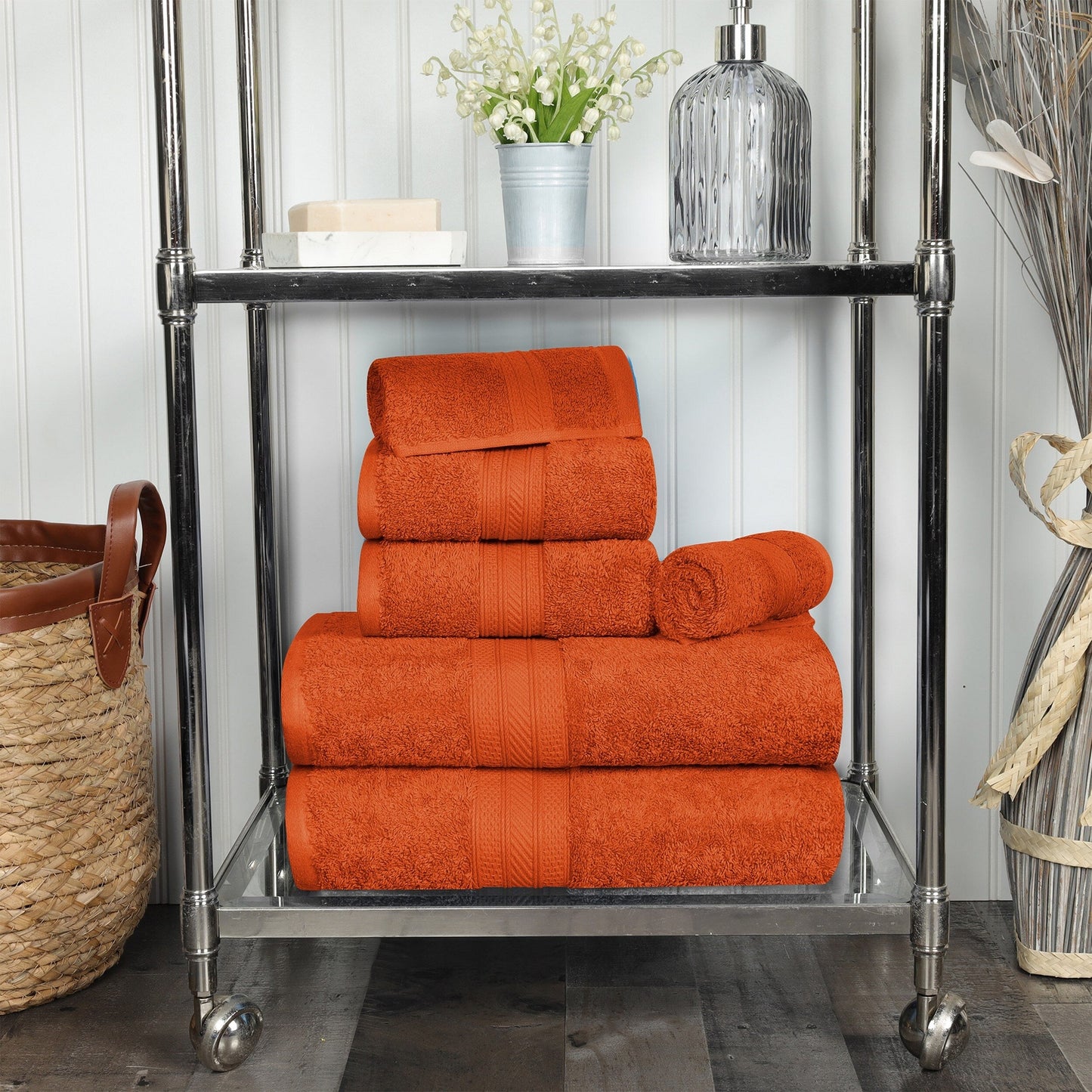 Set di asciugamani di qualità superiore in cotone pettinato a fibra lunga, 6 pezzi