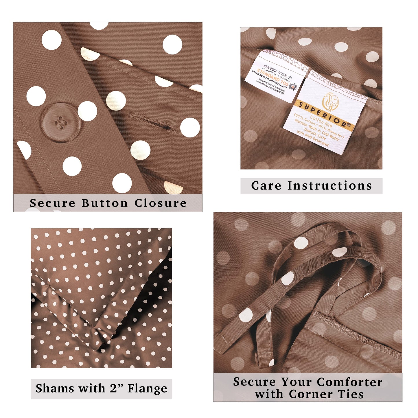 Set copripiumino in misto cotone a pois 600 fili Superior Thread Count