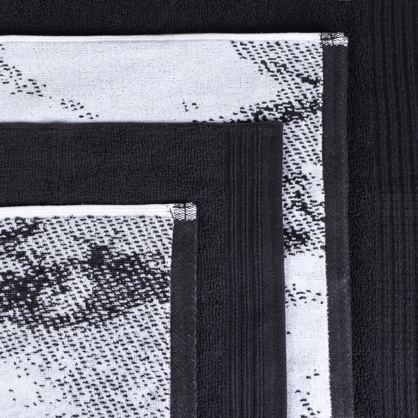 Set di 10 asciugamani in cotone ad asciugatura rapida, tinta unita e marmorizzati