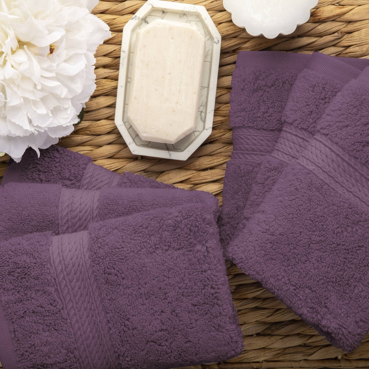 Set di 6 asciugamani per il viso in cotone egiziano di qualità superiore, pesanti