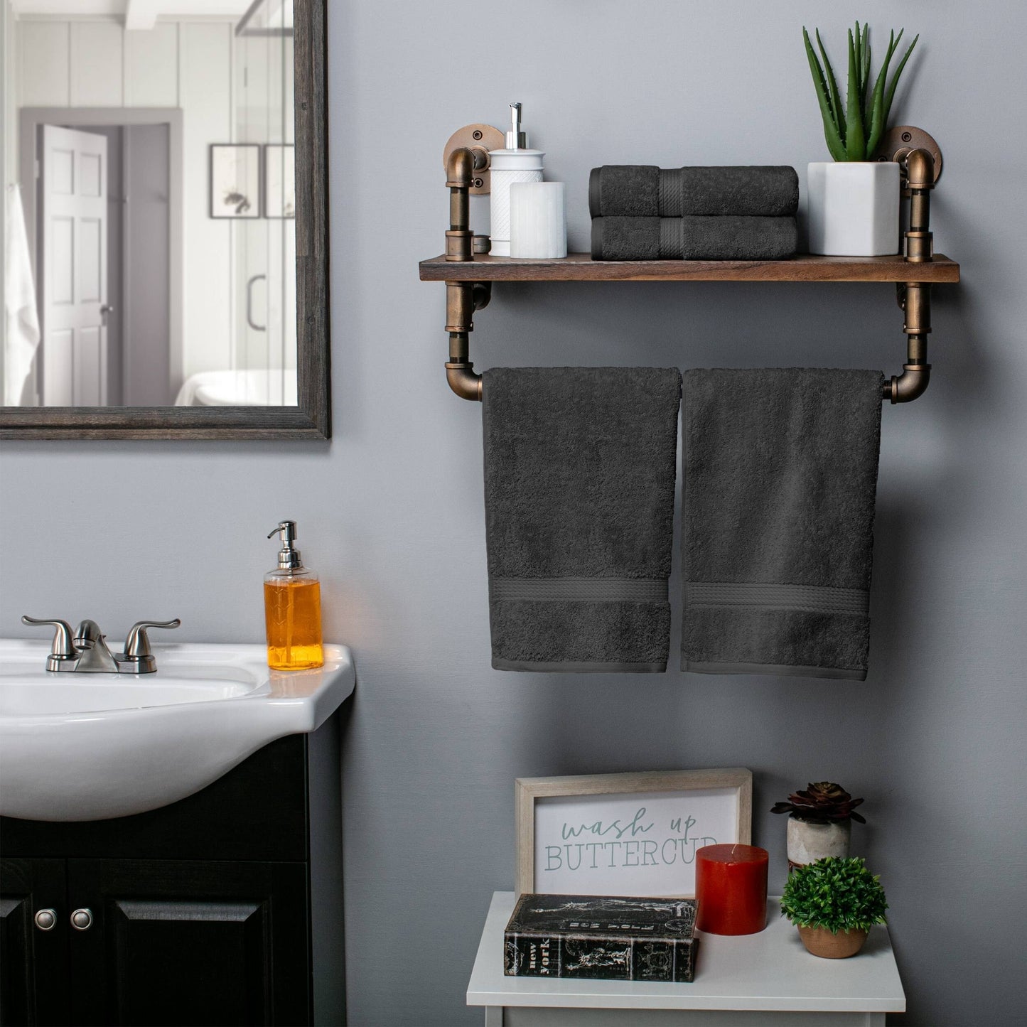 Set di 4 asciugamani in cotone egiziano di qualità superiore, di alta qualità e di grande spessore