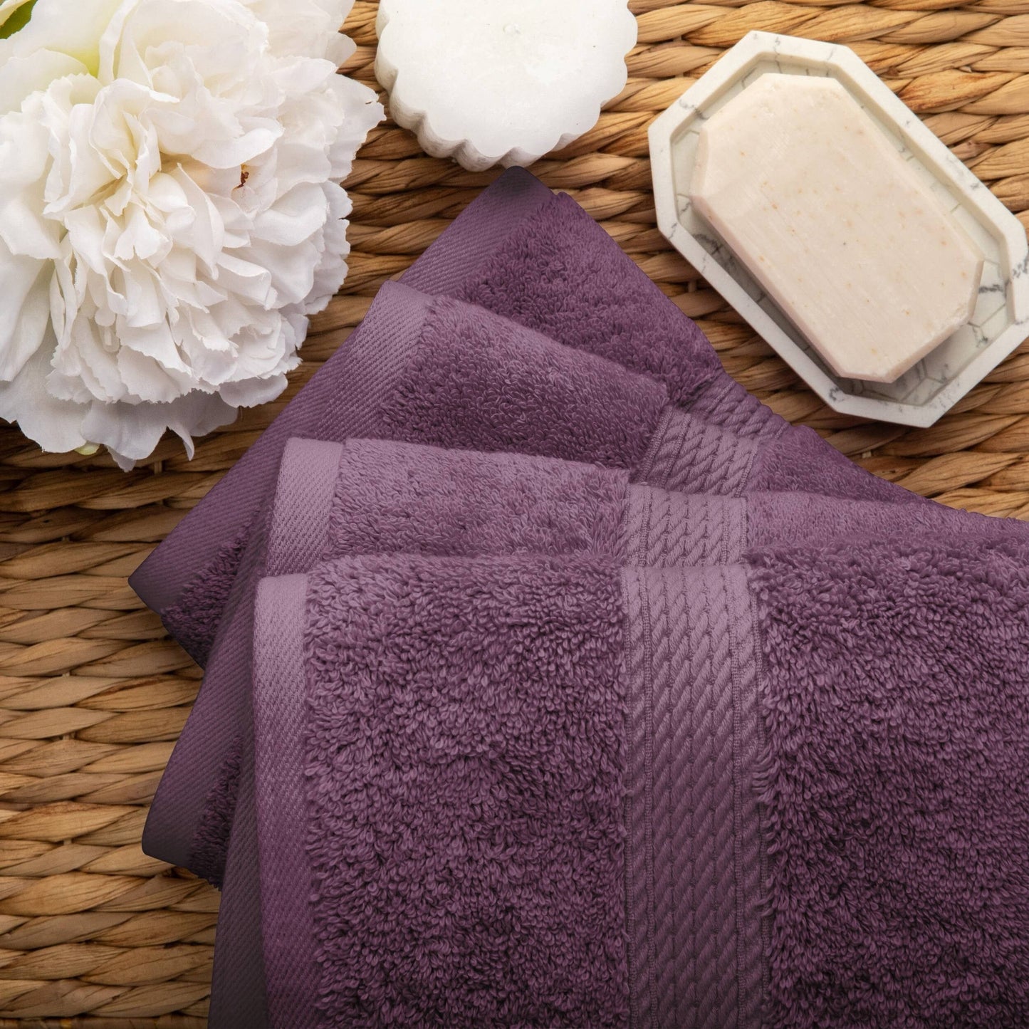 Set di 4 asciugamani in cotone egiziano di qualità superiore, di alta qualità e di grande spessore