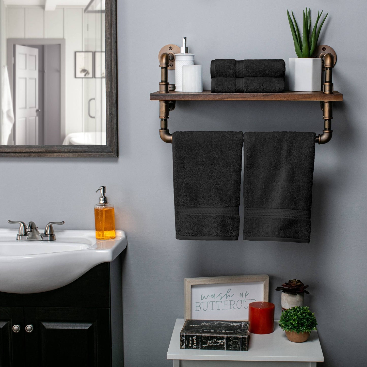 Set di 4 asciugamani in cotone egiziano di qualità superiore, di alta qualità e di grande spessore