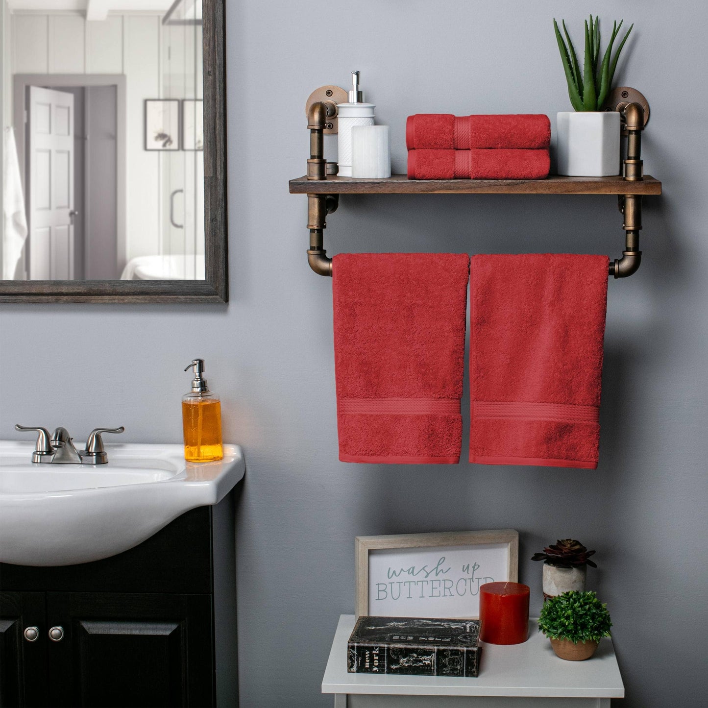 Set di 4 asciugamani in cotone egiziano di qualità superiore, di alta qualità e di grande spessore