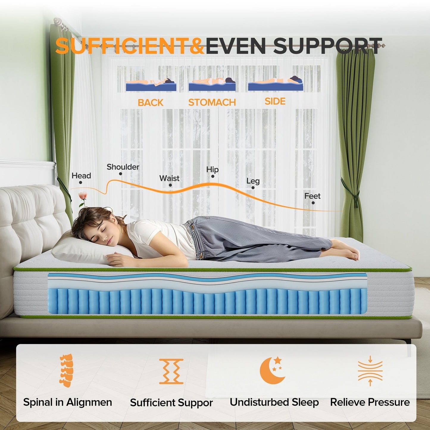 Materasso SweDrea Medium Pillow Top da 10 pollici con isolamento del movimento e certificazioni CertiPUR-US, SGS e OEKO-TEX