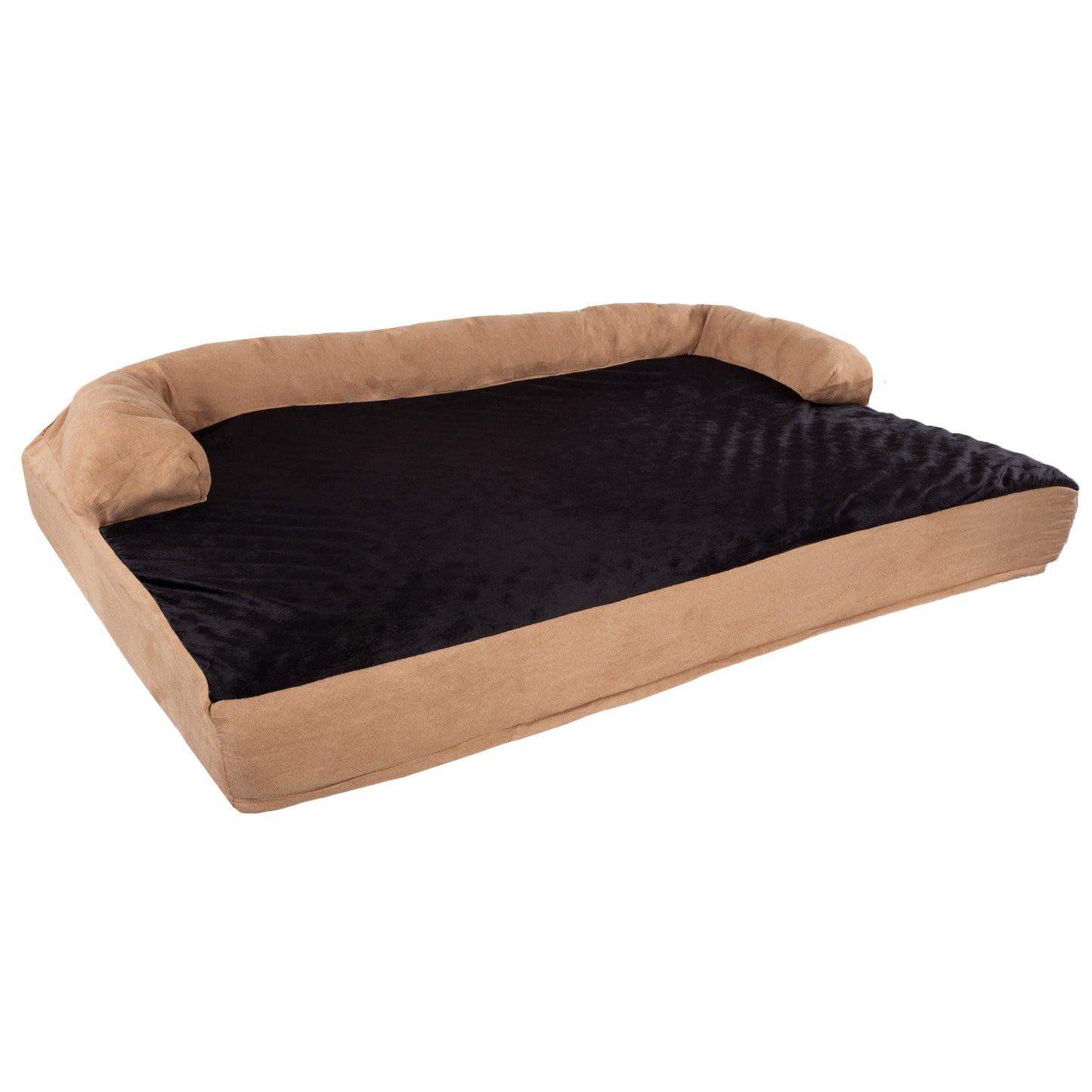 Cuccia per animali domestici color marrone chiaro/nero - Divano ortopedico per cani a 3 strati con gel rinfrescante, memory foam e supporto per il collo