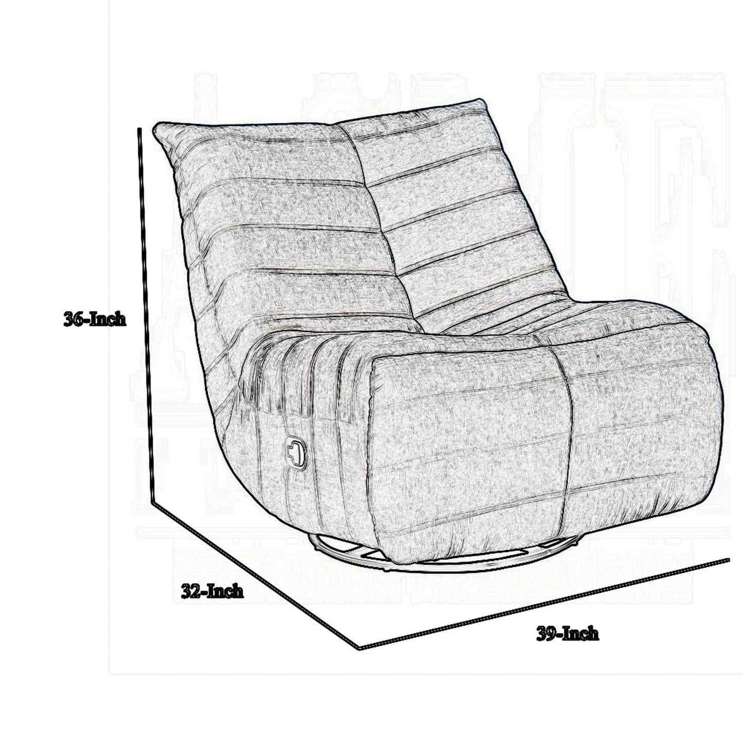 Poltrona reclinabile manuale girevole Taon Swivel Glider, ciniglia grigio chiaro trapuntata