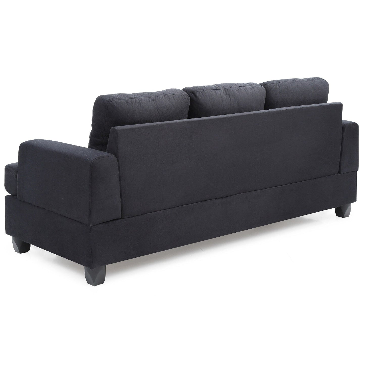 Divano dritto con braccioli quadrati in microsuede trapuntato - 79 - Nero