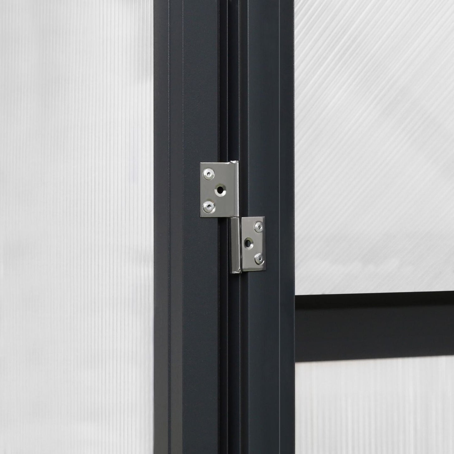 Kit serra da giardino in alluminio VEIKOUS con tetto regolabile e porta con serratura, grigio