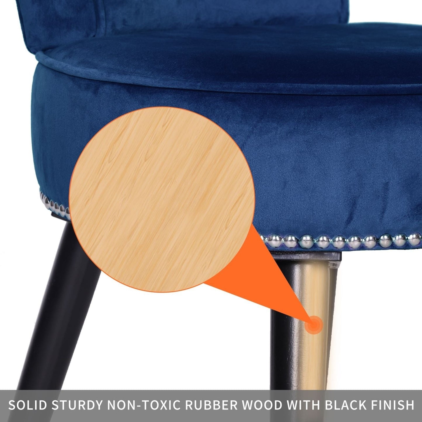 Sedia da trucco VEIKOUS con schienale basso e gambe in legno - 17,3 x 15,7 x 25,1