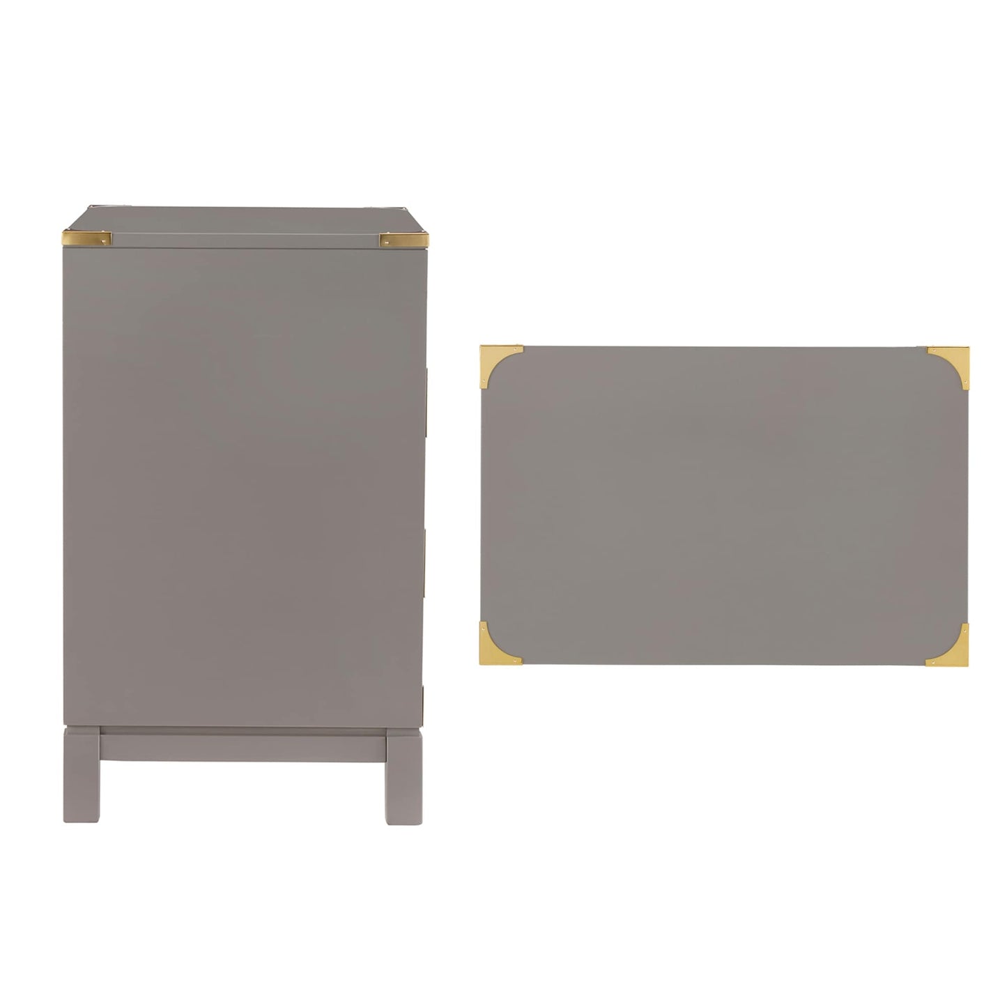 Comodino Valoria a 3 cassetti con dettagli dorati