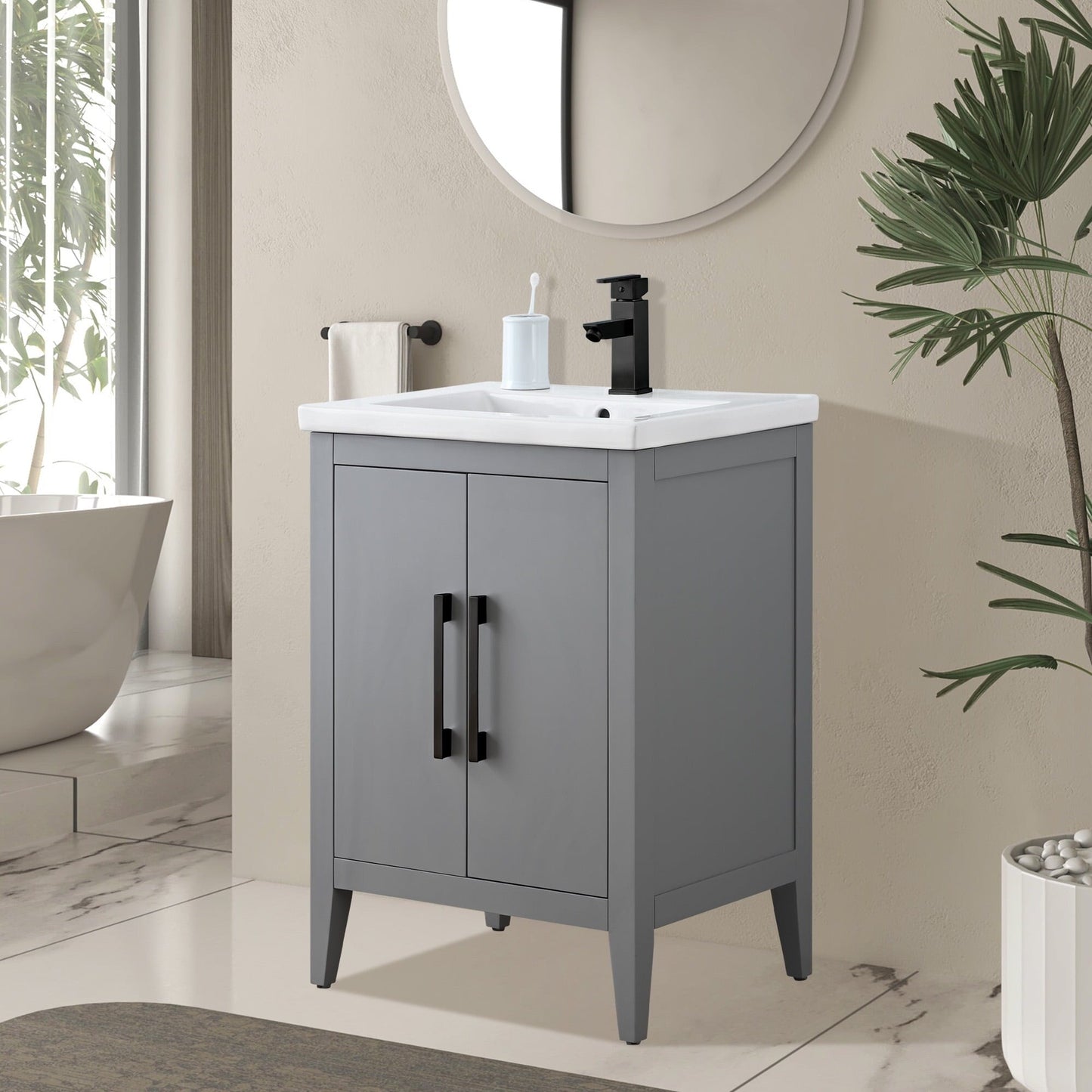 Mobiletto per lavabo da bagno Vanity Art 20 o 24 o 30 con piano in ceramica