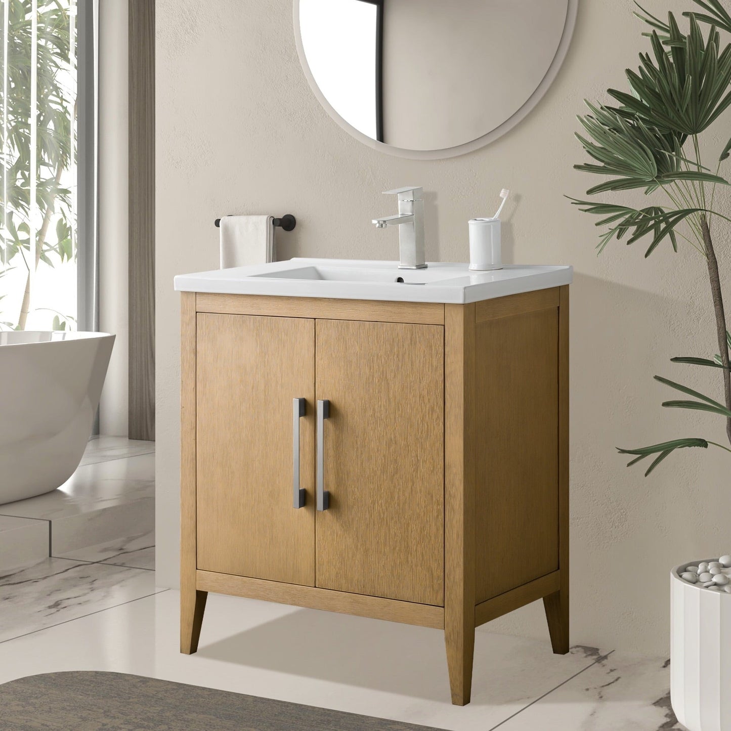 Mobiletto per lavabo da bagno Vanity Art 20 o 24 o 30 con piano in ceramica