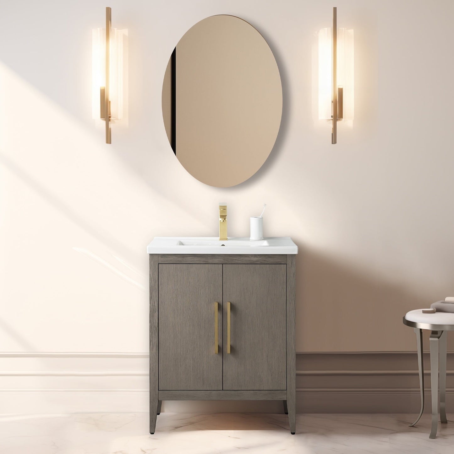 Mobiletto per lavabo da bagno Vanity Art 20 o 24 o 30 con piano in ceramica
