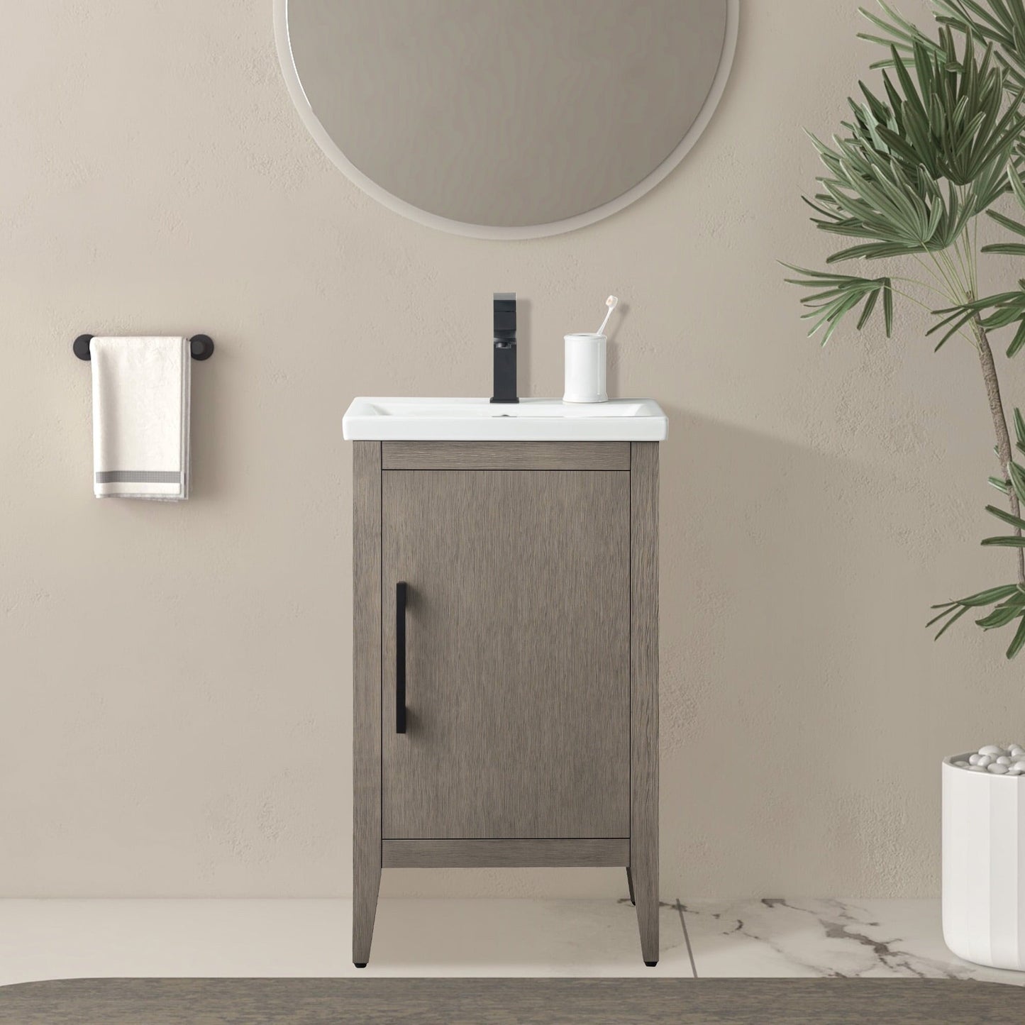 Mobiletto per lavabo da bagno Vanity Art 20 o 24 o 30 con piano in ceramica